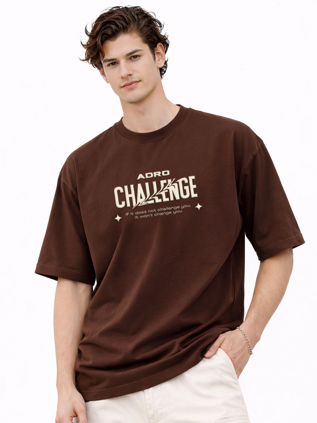 ADRO Men Printed Drop-Shoulder Sleeves T-shirt