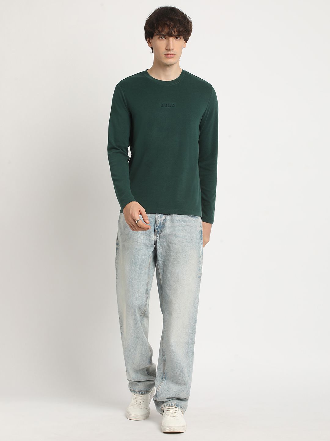 THE BEAR HOUSE Solid Slim Fit Casual T-shirt