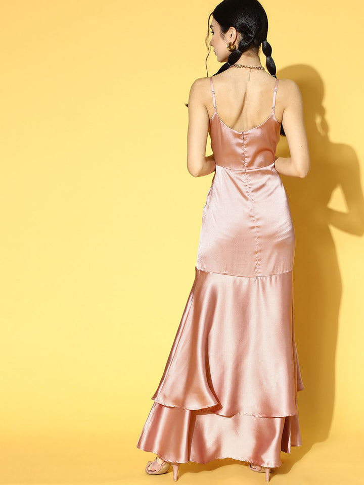 Berrylush Women Pretty Pink Solid Tiered Dress