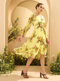 Antheaa Women Floral Print A-Line Midi Dress