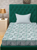 Myntra Elegant Homes Green Geometric 400 TC Single Bedsheet with 1 Pillow Covers