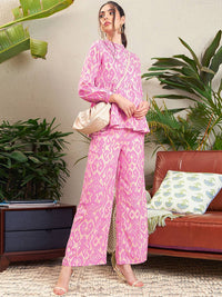 SASSAFRAS Printed Tiered Shirt With Palazzos