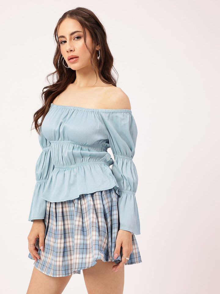 DressBerry Victorian Vibes Off-Shoulder Cinched Waist Top