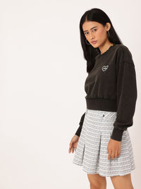 DressBerry Cotton Terry Relaxed Fit Crop Washed Sweatshirts