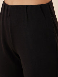 Antheaa Black & Teal Green Printed Front Tie-Up Shirt With Trousers