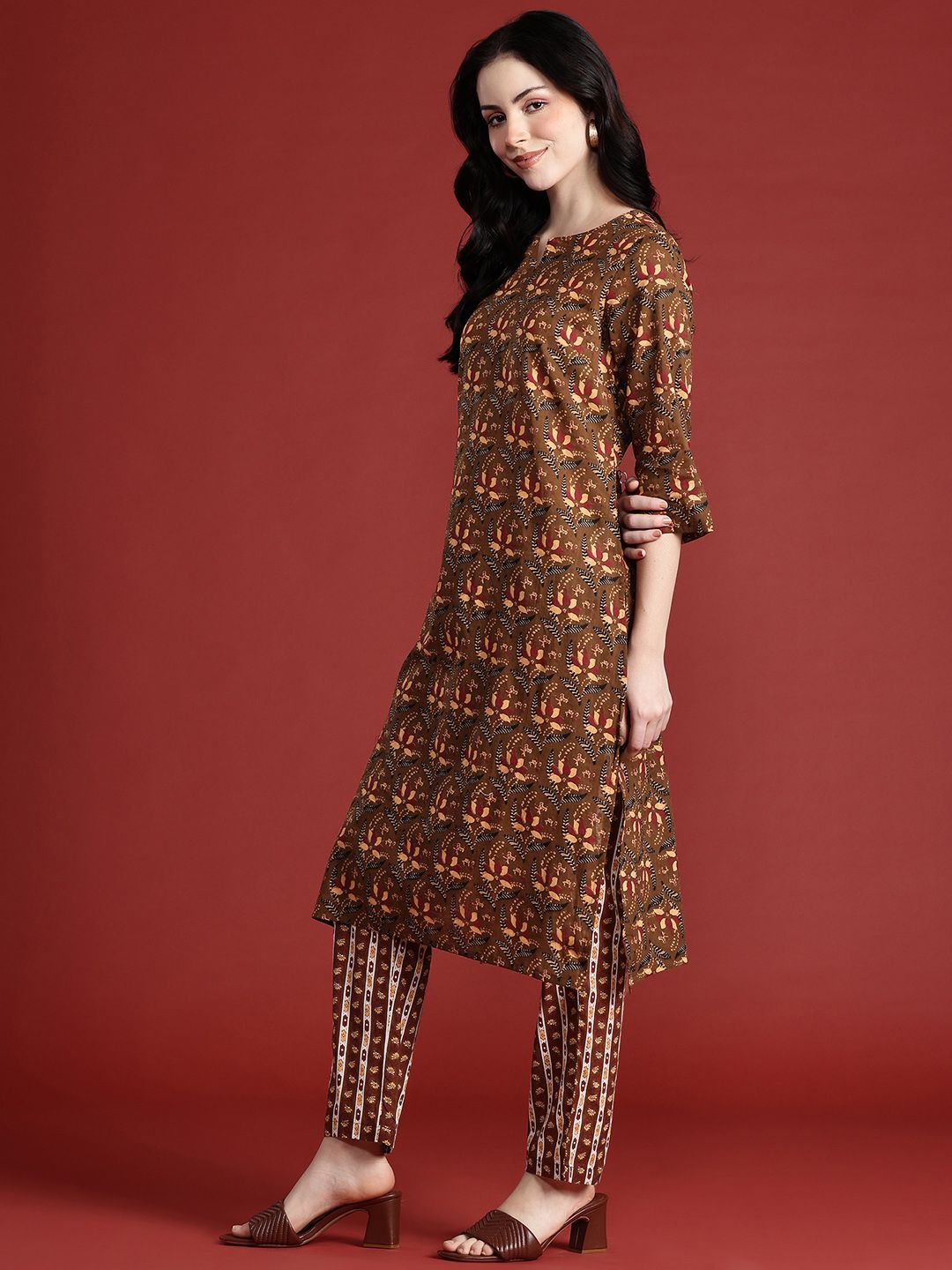Anouk Women Ethnic Motifs Printed Pure Cotton Kurta with Trousers & Dupatta