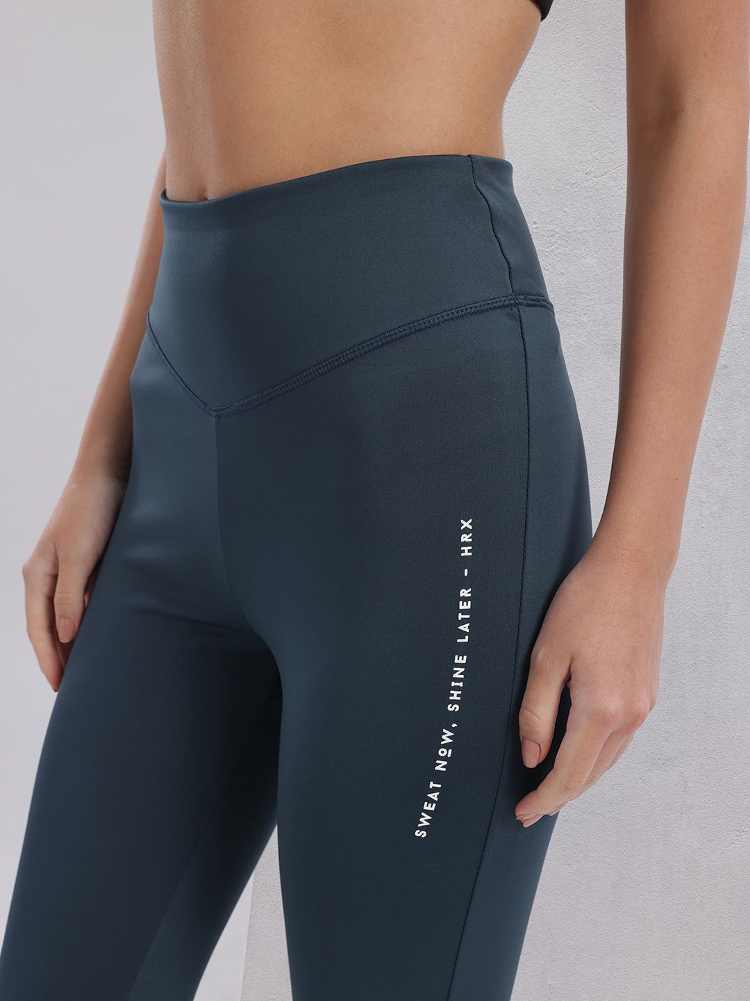 HRX by Hrithik Roshan Women Typography Print Mid-Rise Rapid-Dry Training Tights