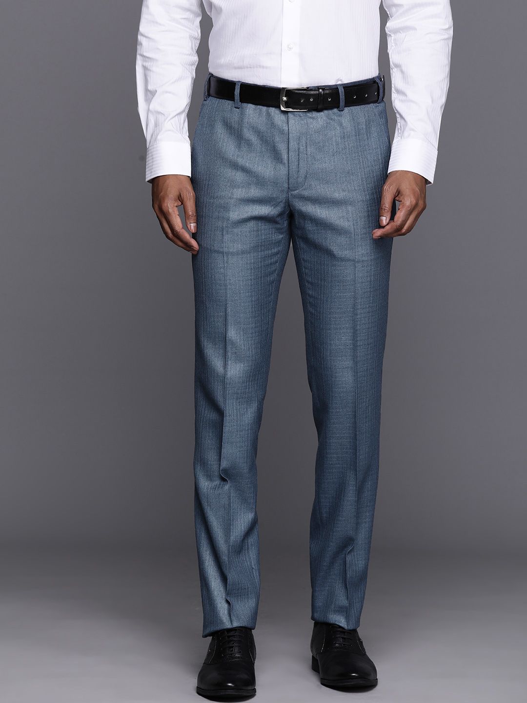 Raymond Men Textured Slim Fit Trousers