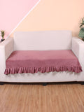 STITCHNEST Peach Self Design 3 Seater Sofa Cover