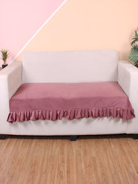 STITCHNEST Peach Self Design 3 Seater Sofa Cover