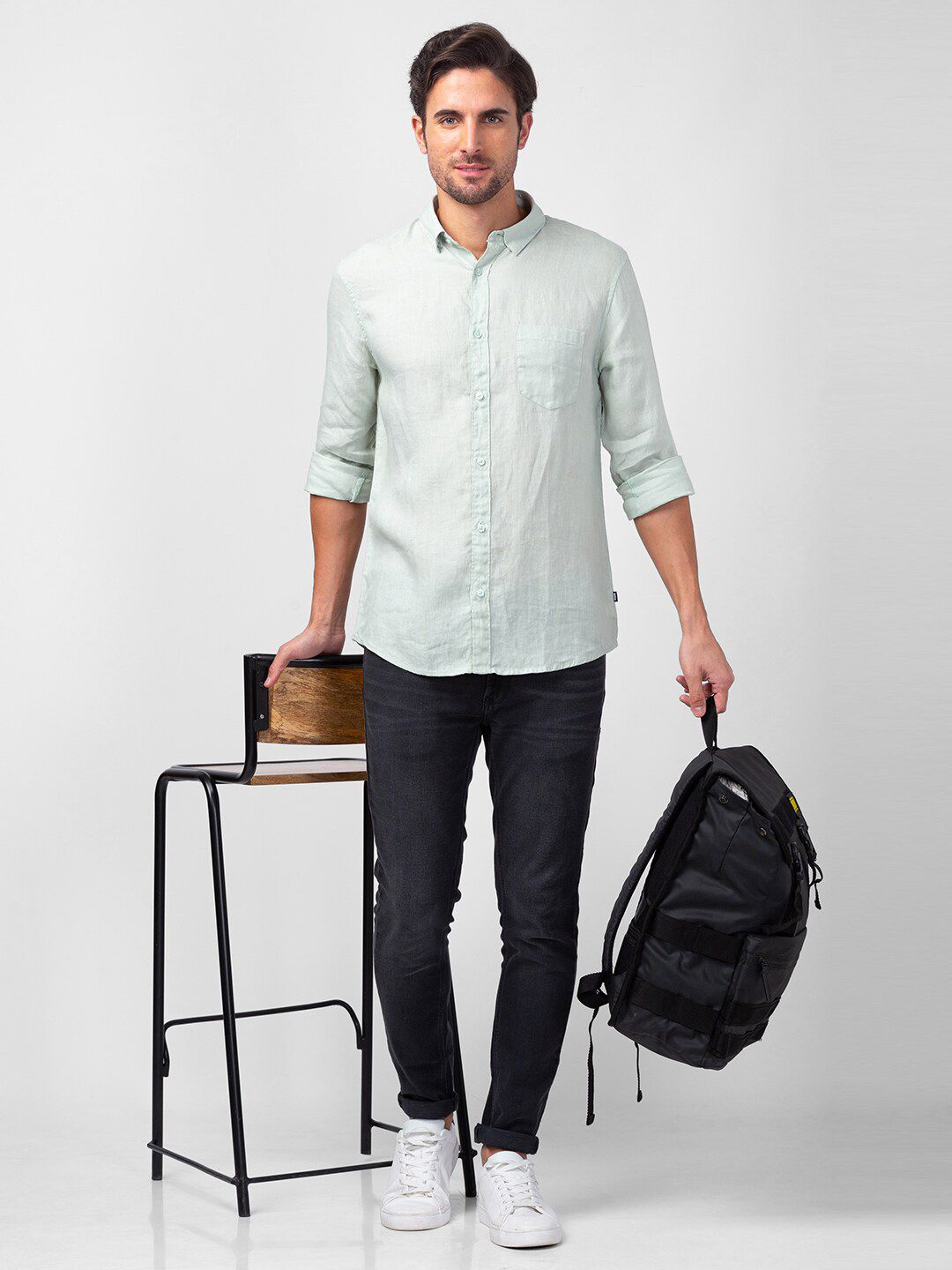 SPYKAR Men Slim Fit Casual Linen Shirt