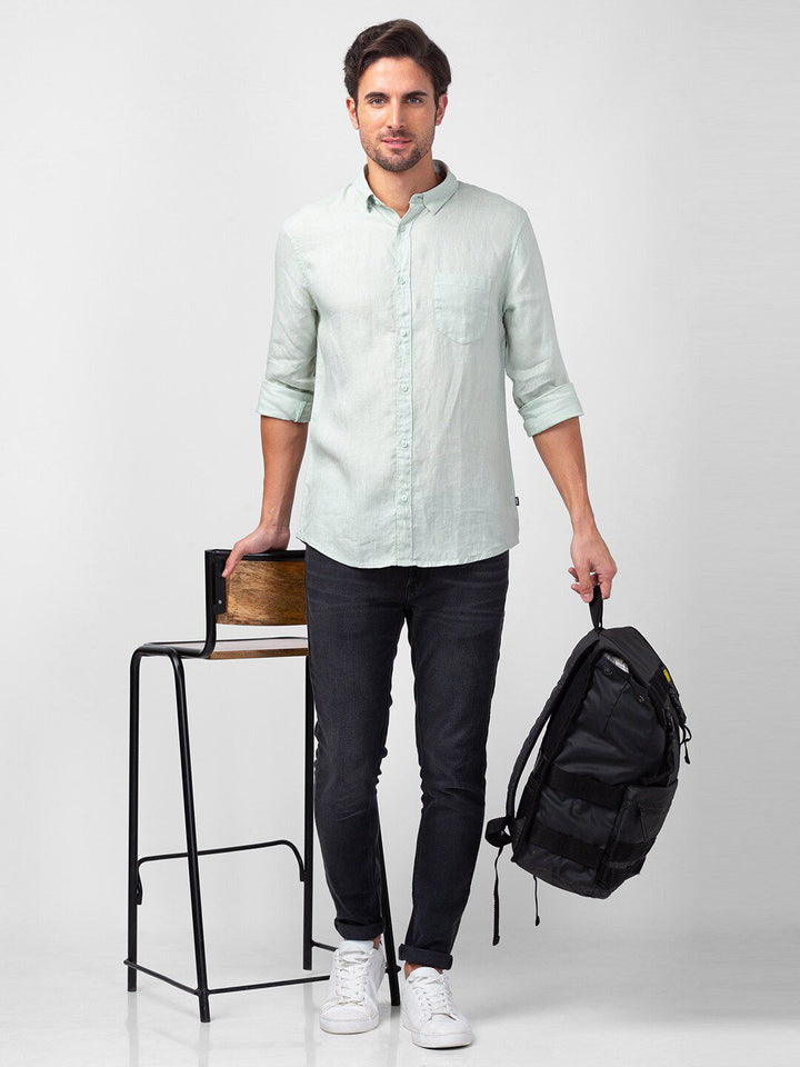SPYKAR Men Slim Fit Casual Linen Shirt