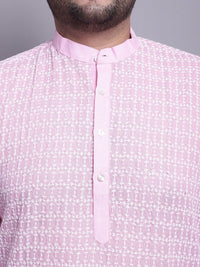 SOJANYA PLUS Etnik Sulam Kurta Kapas Tulen Lurus & Piyama Dengan Jaket Nehru
