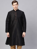 SOJANYA Men Black Yoke Design Straight Kurta