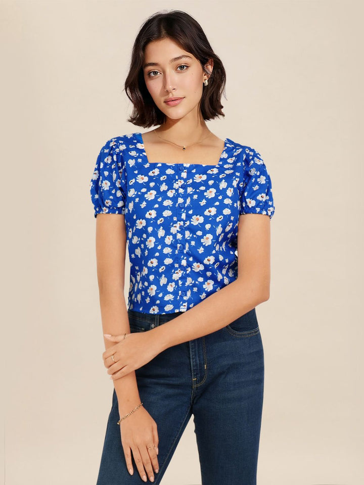 DressBerry Floral Printed Puff Sleeve Top