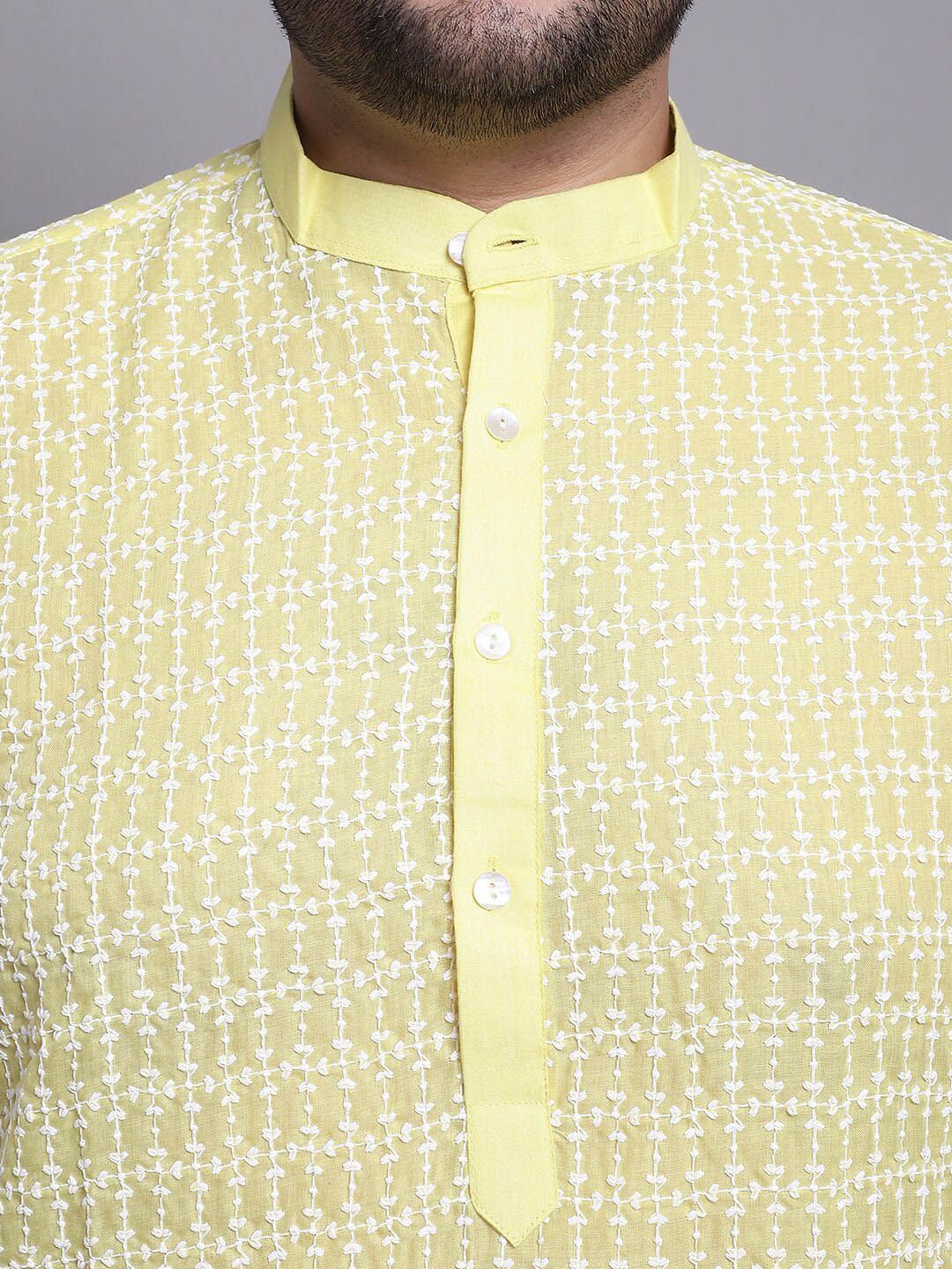 SOJANYA PLUS Plus Size Sulam Kurta Dengan Piyama & Sulam Jaket Nehru