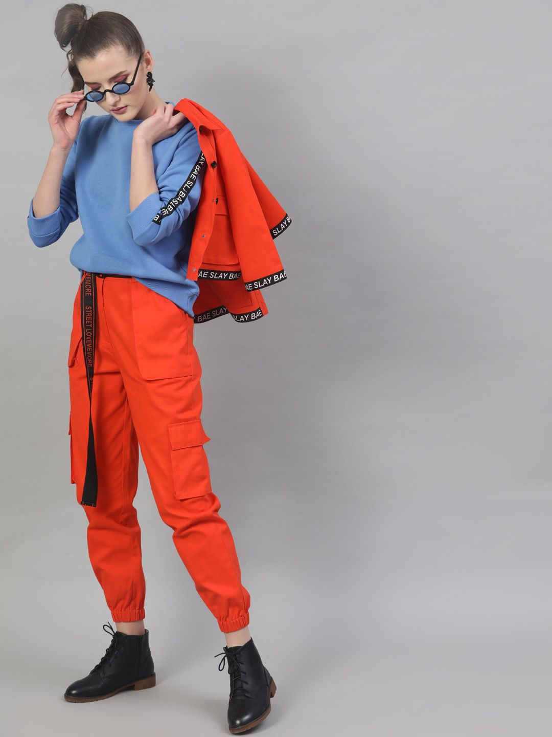 STREET 9 Women Blue Solid Sweatshirt