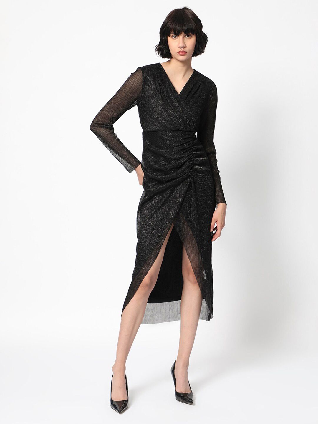 RAREISM Self Design Wrap Midi Dress