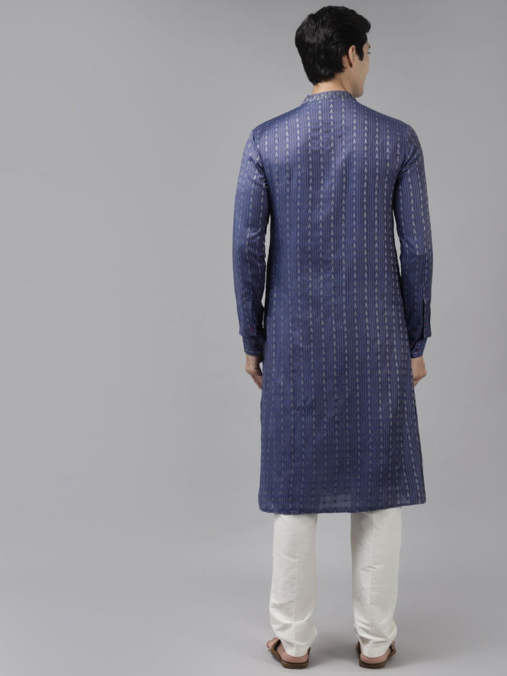 See Designs Men Blue Thread Work Kurta with Trousers