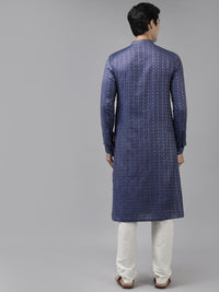 See Designs Men Blue Thread Work Kurta with Trousers
