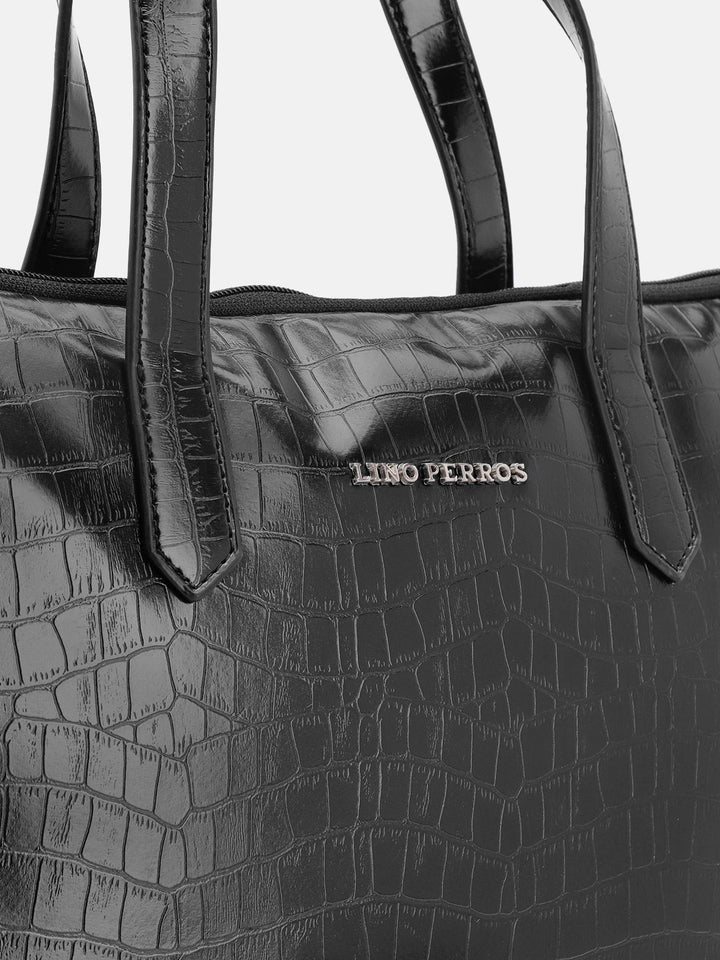 Lino Perros Women Croc Textured Structured Laptop Bag-16 Inches