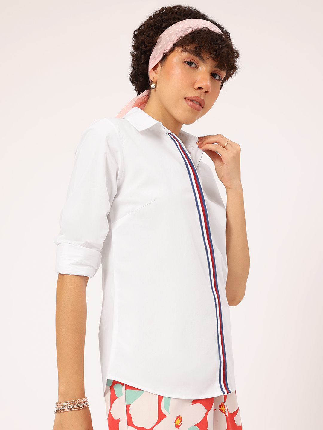 DressBerry Modern Refinement Contrast Placket Shirt