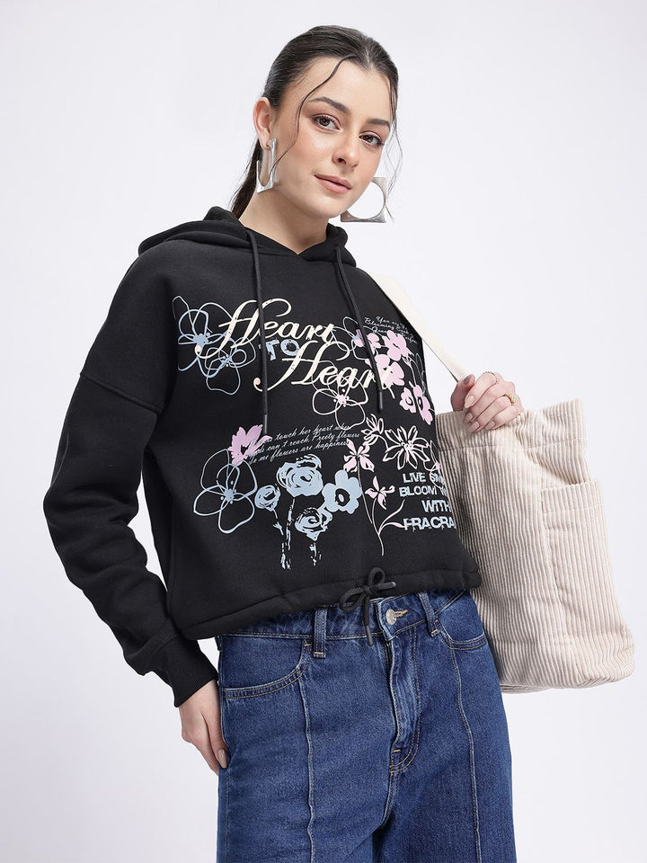 DressBerry Retro Glow Printed Hooded Sweatshirt