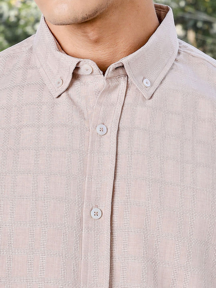 Thomas Scott Men Premium Fit Button-Down Collar Textured Casual Shirt