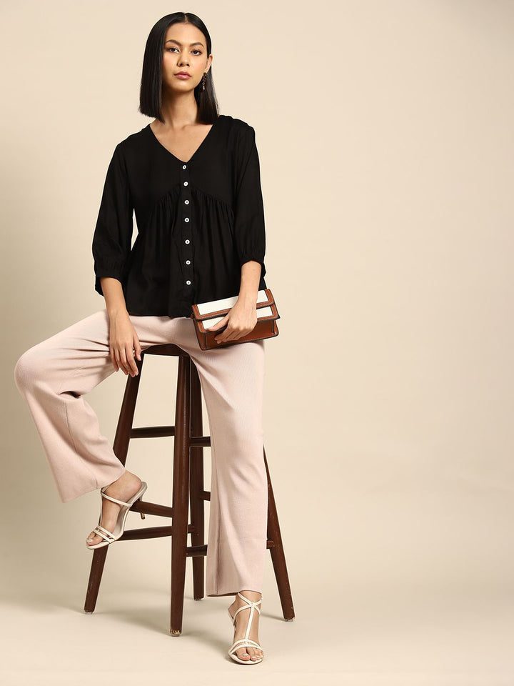 all about you V-Neck Puff Sleeve Empire Top