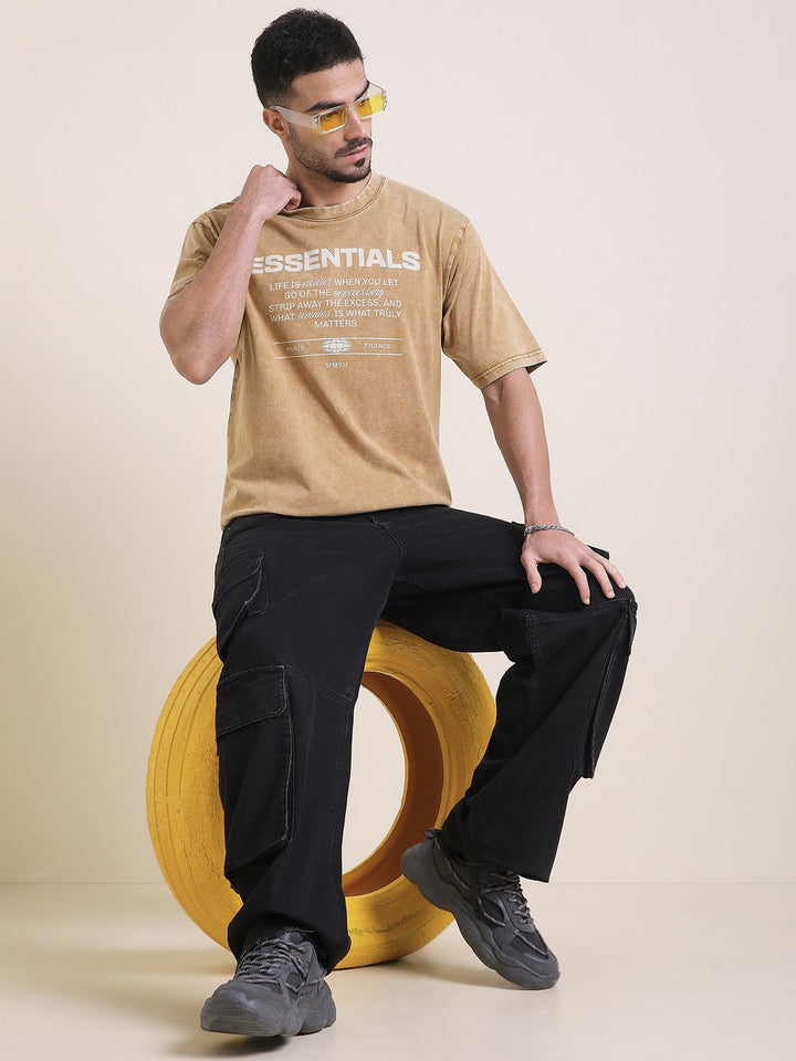 DILLINGER Men Oversized Short Sleeve Acid Washed Printed Tshirt