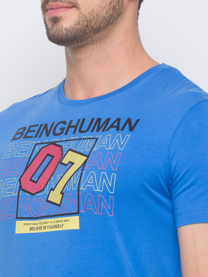 Being Human Men Blue Printed T-shirt