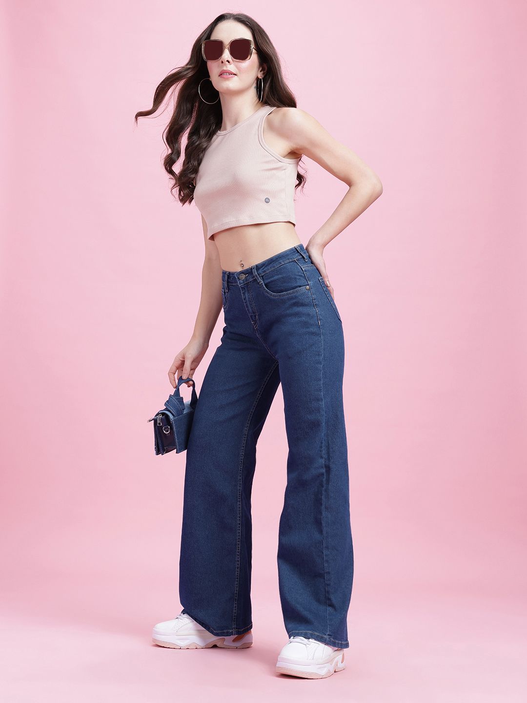 DressBerry Women Wide Leg Stretchable Jeans