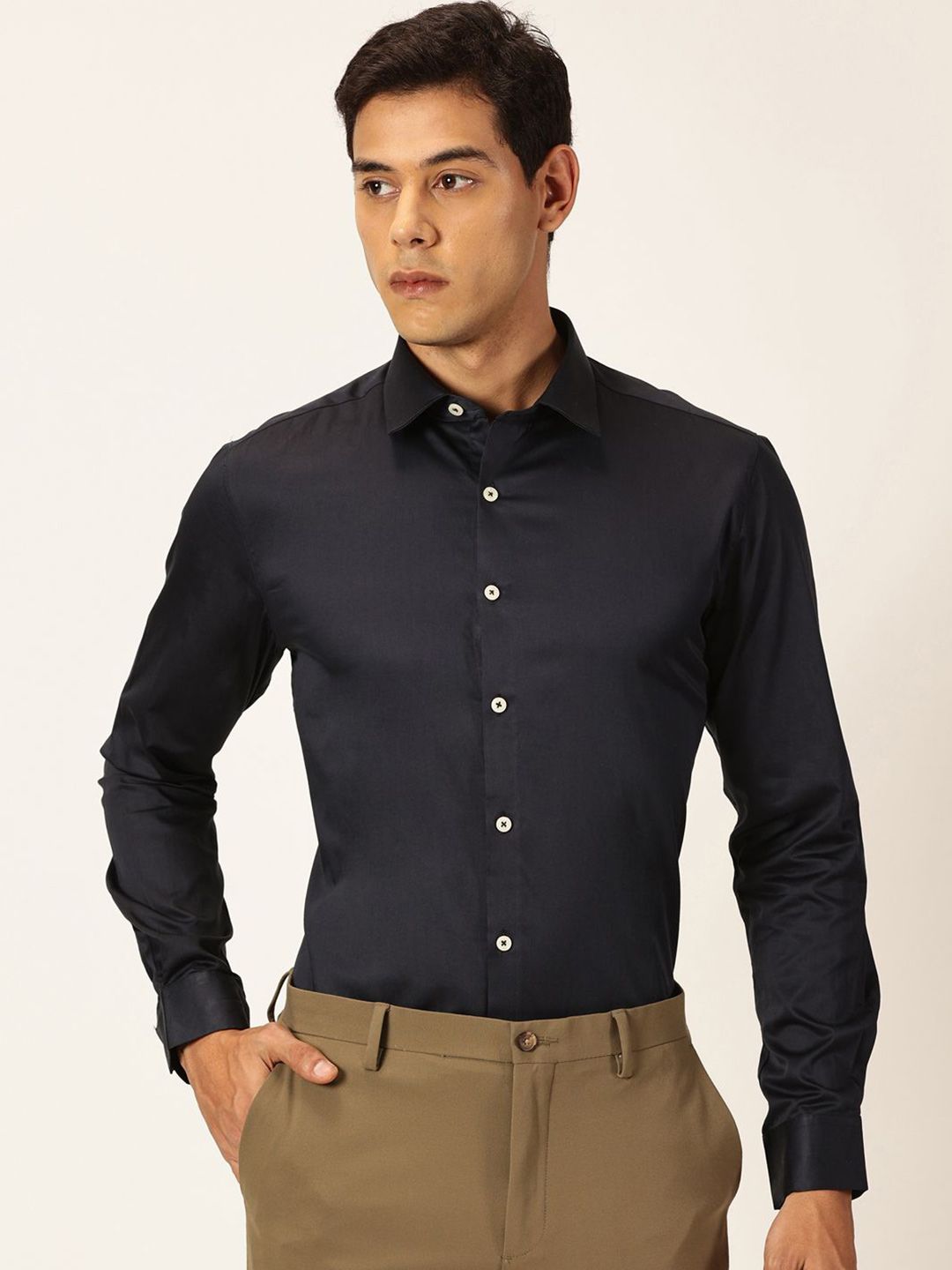 Thomas Scott Men Cotton Slim Fit Opaque Formal Shirt