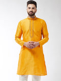 SOJANYA Lelaki Mustard Yellow Yoke Design Straight Kurta