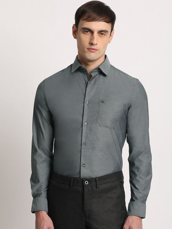 THE BEAR HOUSE Men Solid Tailored Fit Spread Collar Casual Shirt