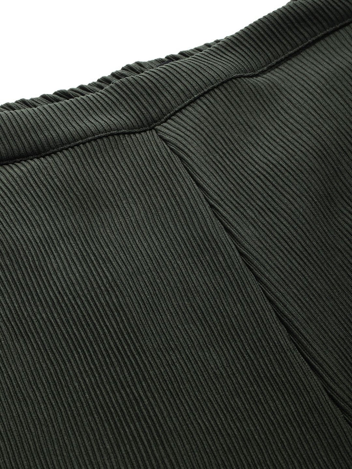 DressBerry Women Ribbed Flared Bootcut Trousers