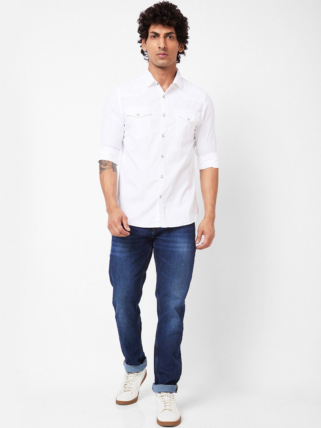 SPYKAR Slim Fit Spread Collar Casual Shirt