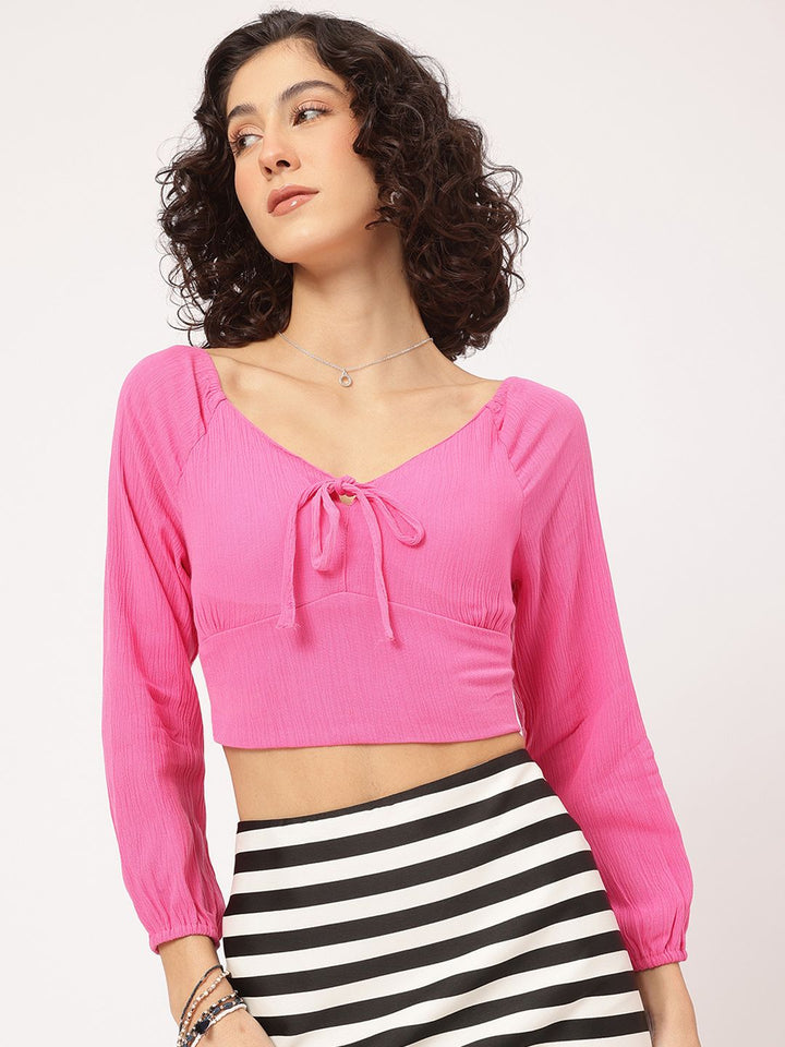 DressBerry Crinkled Smocked Back Padded Empire Top