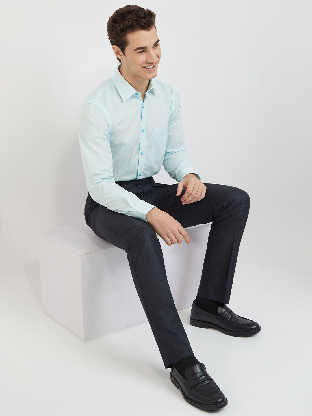 Raymond Pure Cotton Slim Fit Striped Formal Shirt