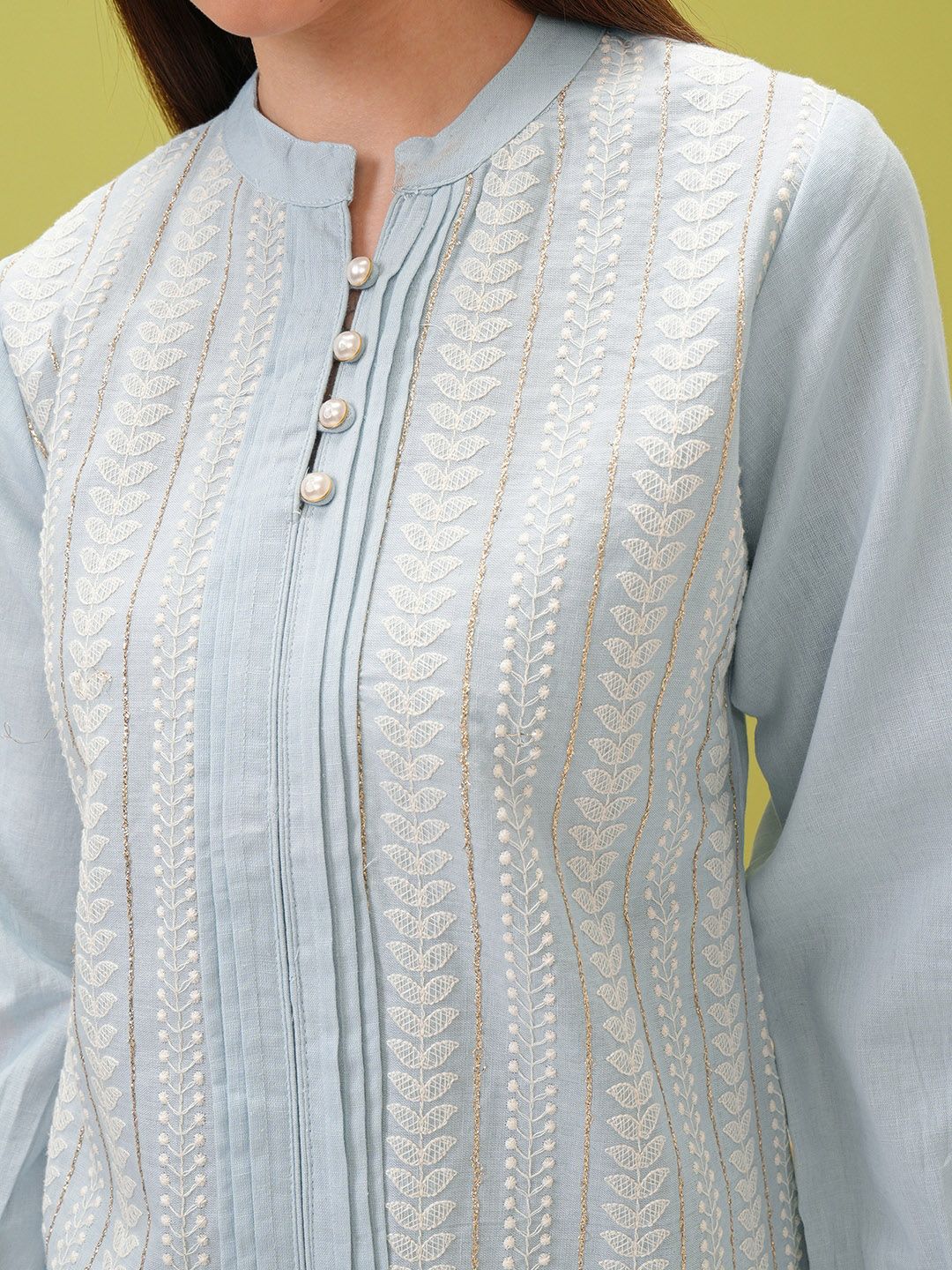 Vishudh Ethnic Motifs Embroidered Regular Thread Work Pure Cotton Kurta with Trousers