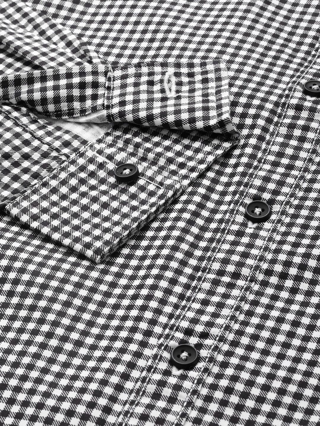 The Indian Garage Co Men Black Micro Checked Casual Shirt