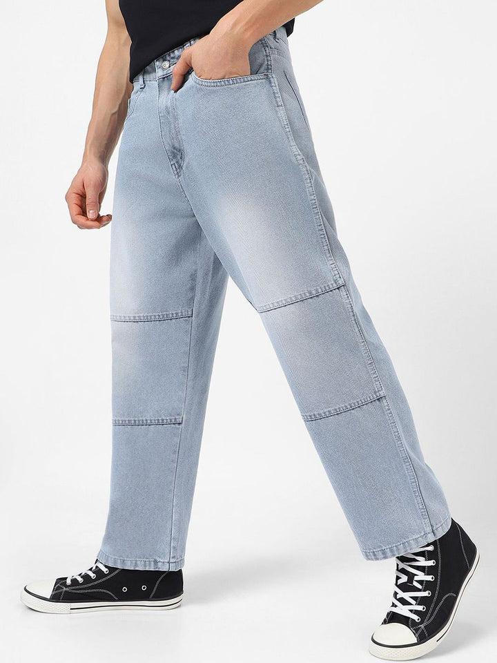 Urbano Fashion Baggy Fit Cut and Sew Panelled Jeans