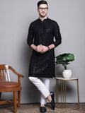 Jompers Geometric Self Design Sequinned Pure Cotton Kurta With Pyjamas