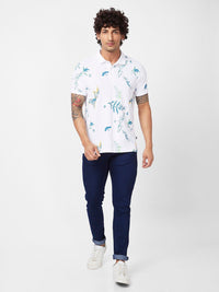 SPYKAR Conversational Printed Polo Collar Cotton Slim Fit T-shirt