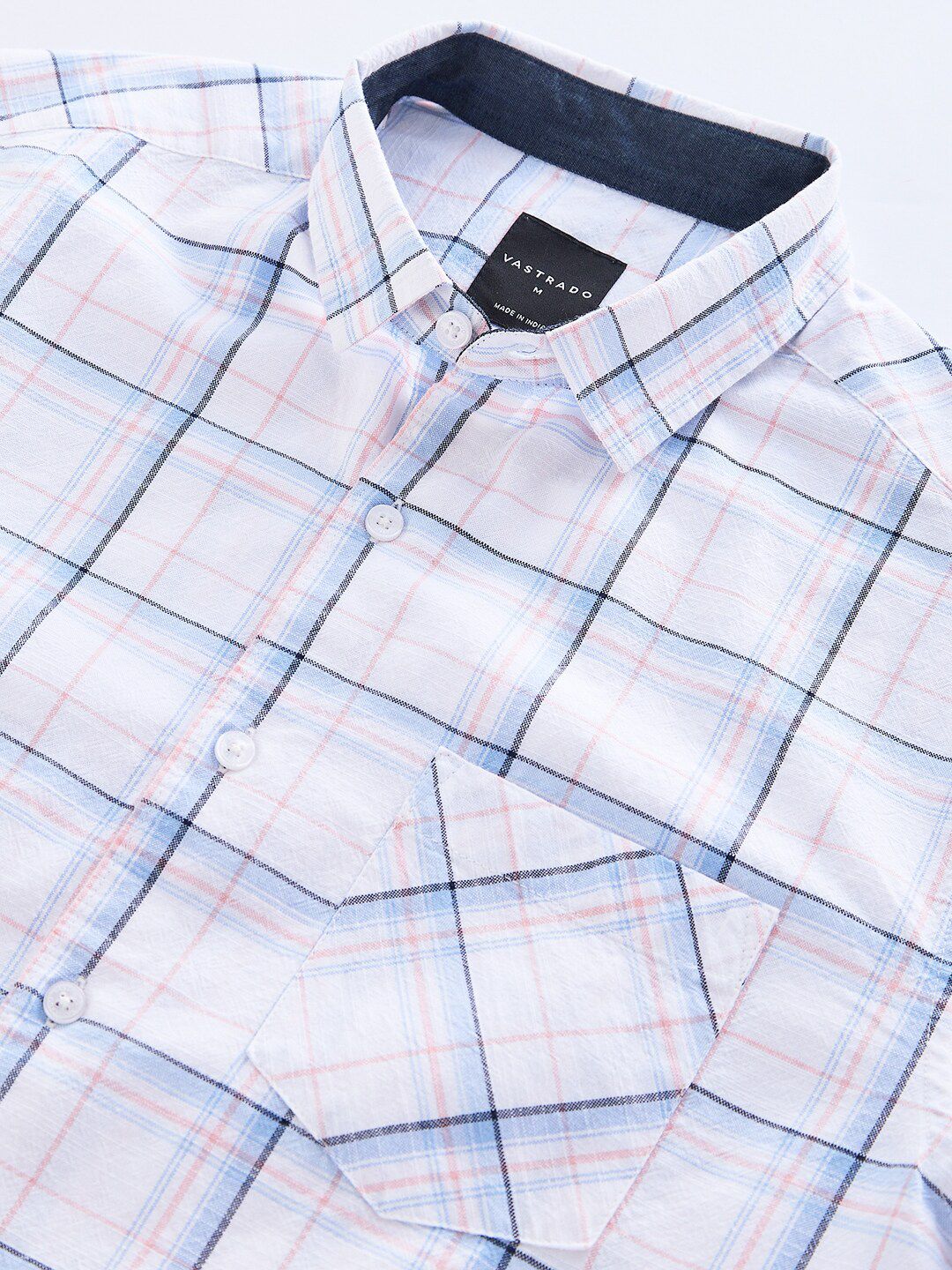 VASTRADO Slim Fit Windowpane Checked Spread Collar Cotton Casual Shirt