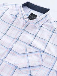 VASTRADO Slim Fit Windowpane Checked Spread Collar Cotton Casual Shirt