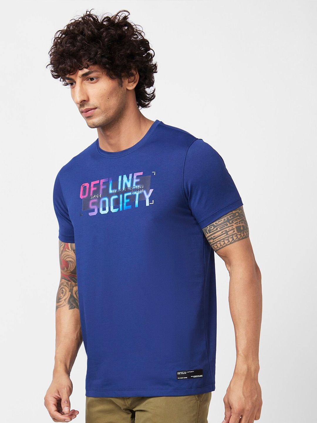 SPYKAR Typography Printed Slim Fit Cotton Casual T-Shirt