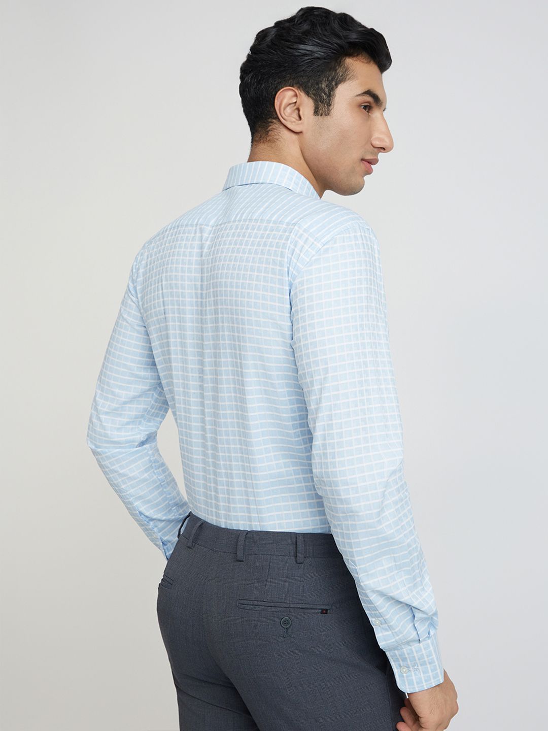 Park Avenue Slim Fit Windowpane Checked Pure Cotton Formal Shirt