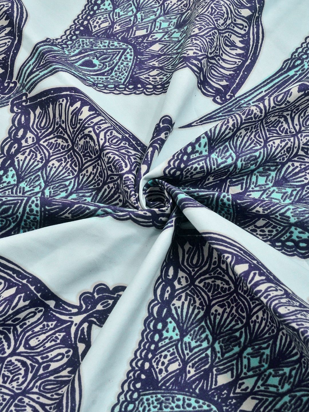 KLOTTHE Blue Geometric 300 TC Super King Fine Bedsheets