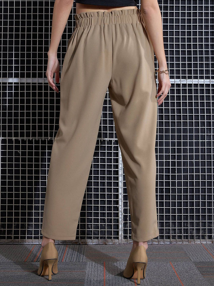 SASSAFRAS Women Beige High-Rise Trousers